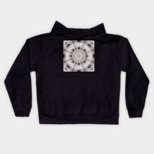 A Pearl and Black Onyx Abstract Mandala of Plunged Daggers, Hearts and Flowers Kids Hoodie